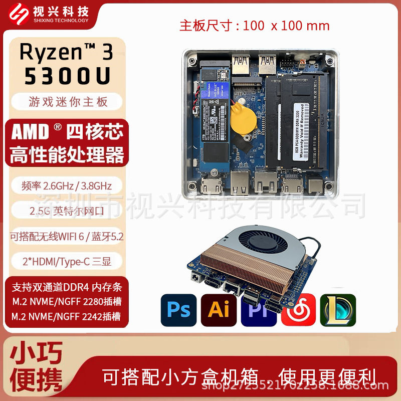 Ruilong Ryzen 3 5300U 100x 100mm computer motherboard APU high performance motherboard mini power