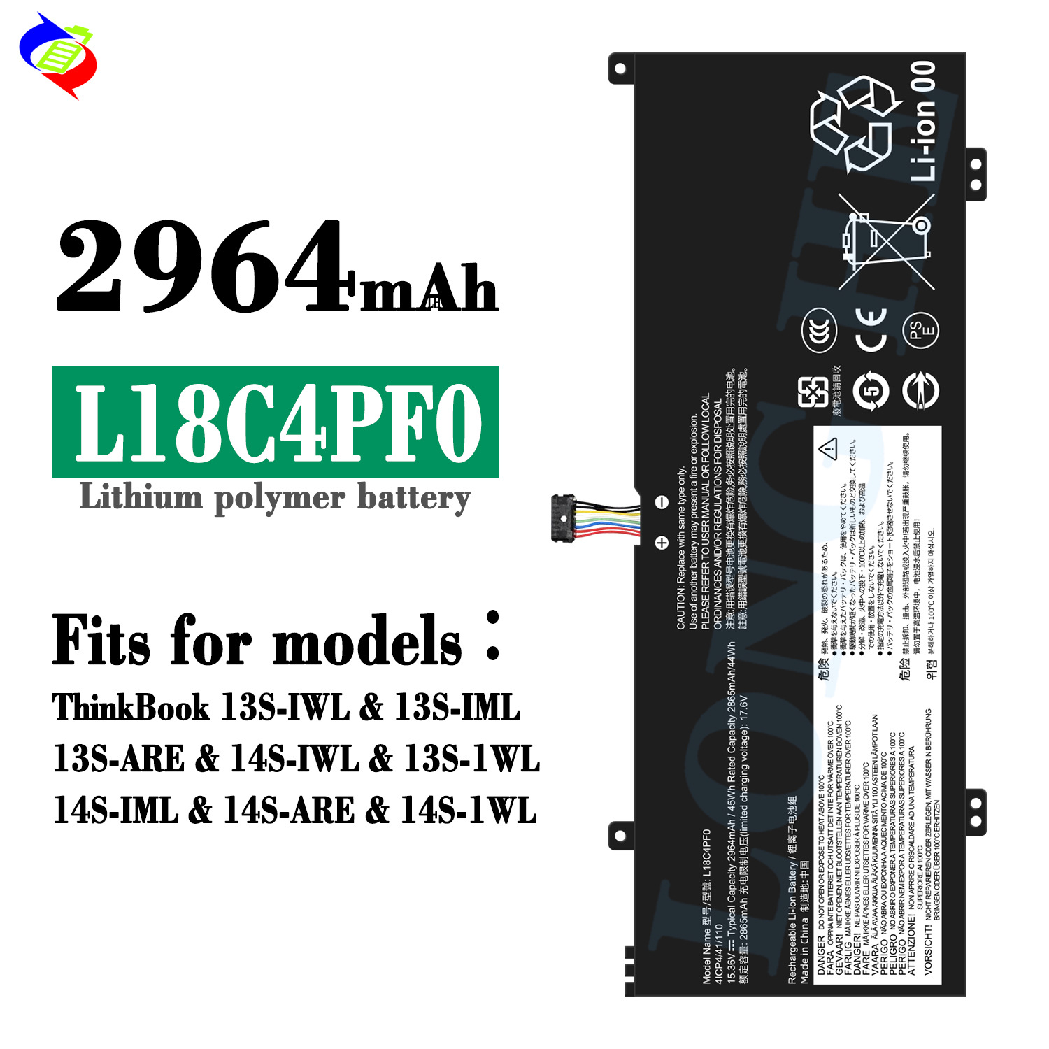 适用于联想13S/14S-IWL/IML/ARE/1WL笔记本电池L18C4PF0昭阳K3/K4