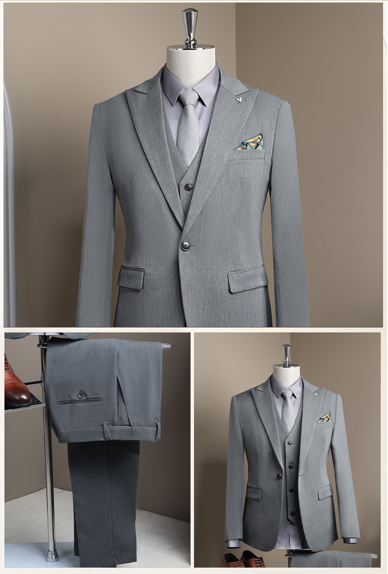 Modern Slim Fit Men's Blazer Single Button Wedding Business Suit_voghion.com