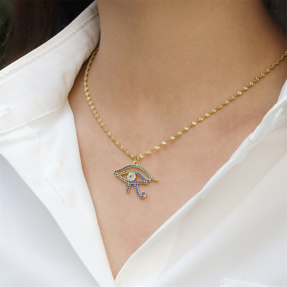 creative copper inlaid micro zircon evil eye electroplating clavicle chain