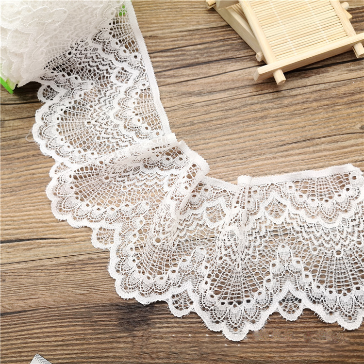 9cm 폭 흰색 탄성 레이스 액세서리 diy 수제 옷 밑단 스커트 확장 장식 액세서리