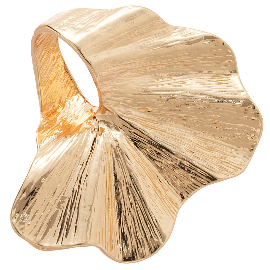 Metallic Texture Wrinkled Flower-Shaped Unique Creative Index Finger Niche Design Sense Ring For Women_voghion.com