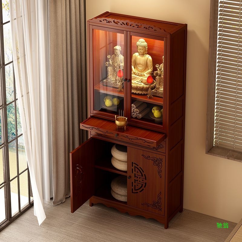 Altar Cabinet for Offering Table, God of Wealth Altar, God of Wealth Cabinet, New Chinese Style Standing Cabinet, Buddha Cabinet