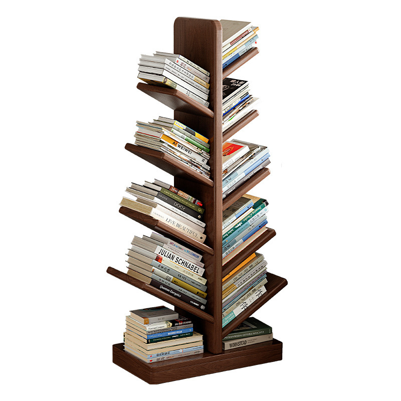 Estantería de madera maciza en forma de árbol Estante de piso contra la pared Esquina Esquina Esquina Sala de estar para niños Creativa Librería pequeña