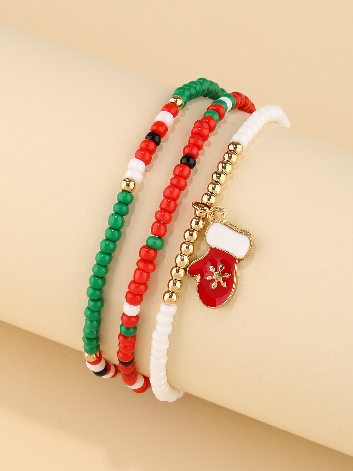 Cute Sweet Gloves Color Block Glass Christmas Women's Bracelets display picture 4
