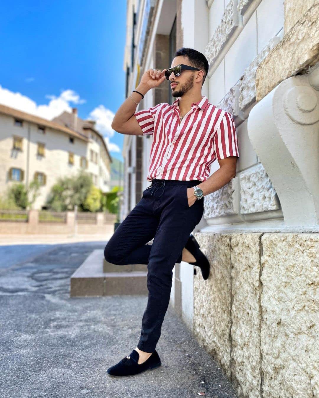 Men's Stripe Blouse Men's Clothing display picture 20