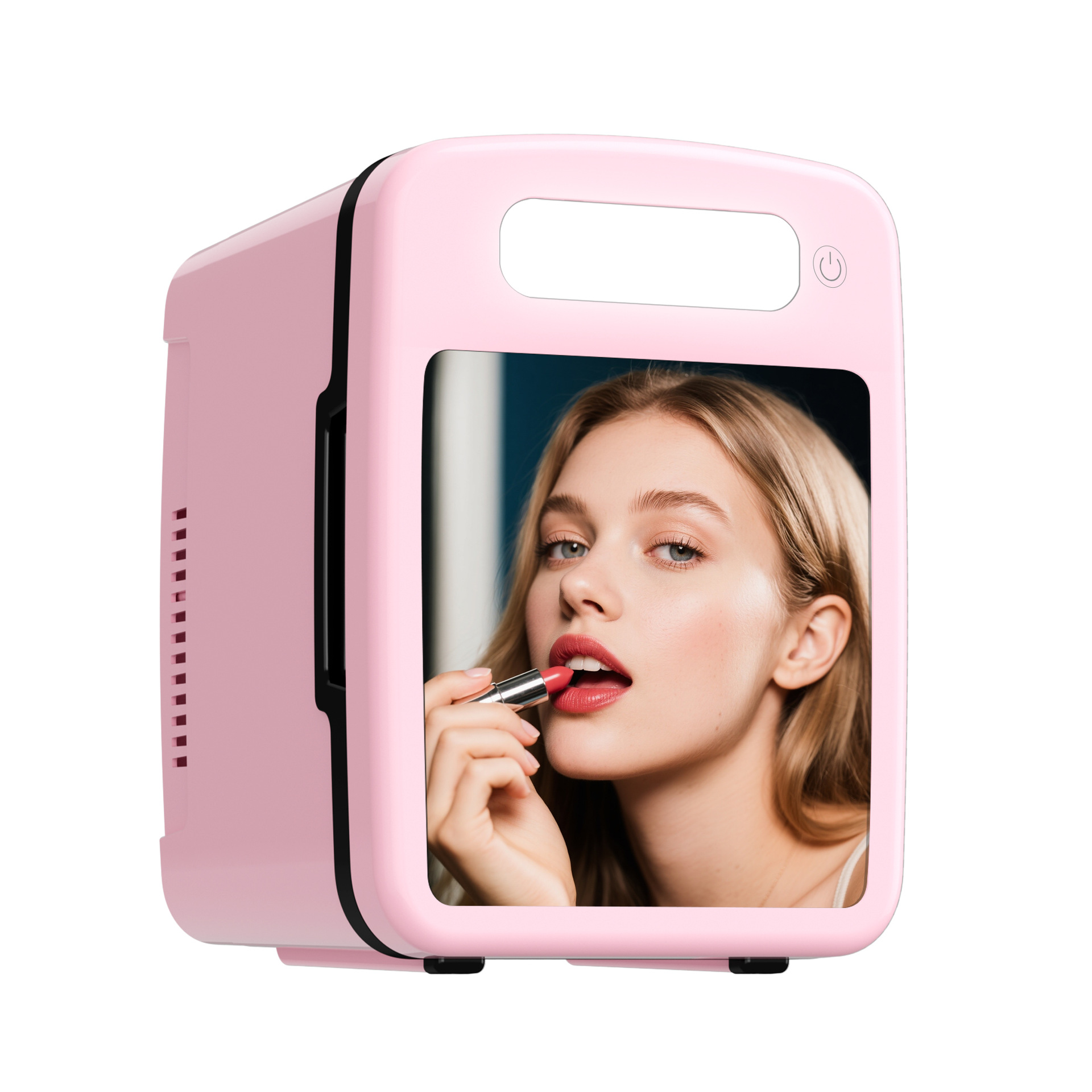 Car-Mounted Beauty Fridge, Mini Cosmetic Cooler, Beverage Warmer, with Makeup Mirror, Dual-Use for Home and Car, Insulated Box