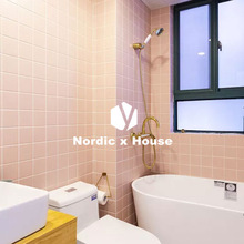 北欧小清新粉色马赛克300x300哑光全瓷卫生间瓷砖浴室墙砖背景砖