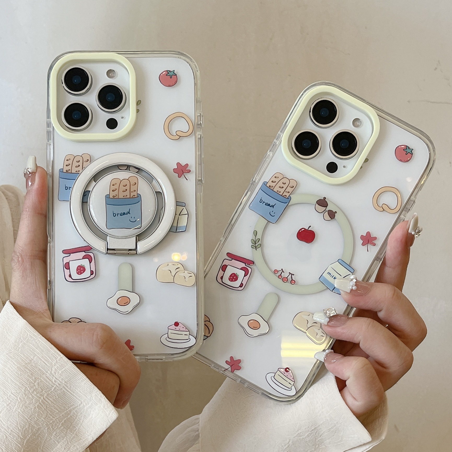 Postre fresco pequeño de nicho simple para Apple 16ProMax soporte magnético 15Pro personalidad pareja de 14PM