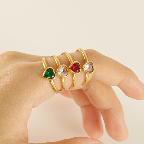 European and American fashion stainless steel colorful ring square love-shaped flower design ring titanium steel 18k women's wholesale