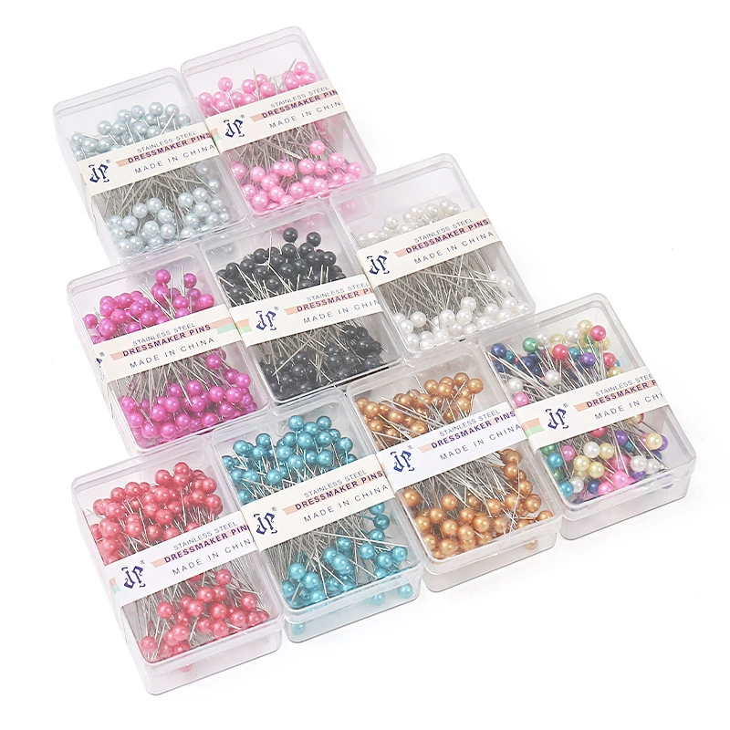 100 шт в пластиковой коробке цветные позиционный иглы ручной работы инструменты DIY бисерные иглы для одежды ткани фиксированной большой головки перламутровой иглы