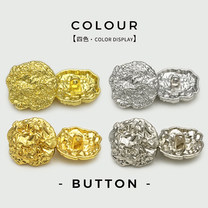 45mm Extra-Large Irregular Pleated Metal Buttons for Men's and Women's Suits, Coats, and Fur Decorations