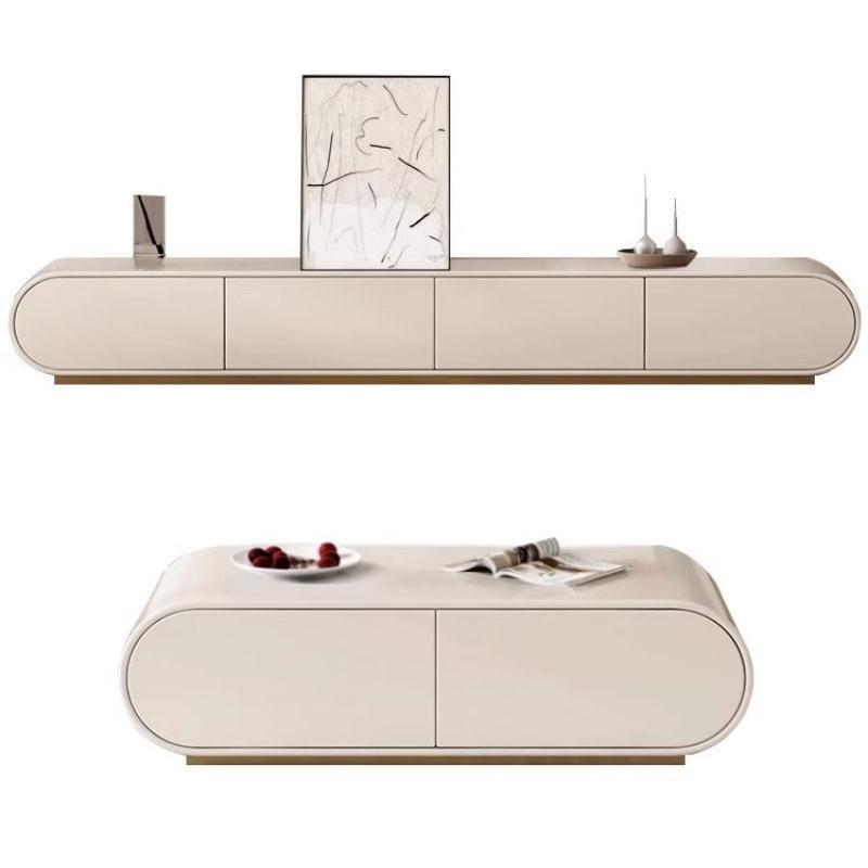 Francés estilo crema TV gabinete simple moderna sala de estar hogar mesa de café TV gabinete combinación pequeño apartamento piso gabinete