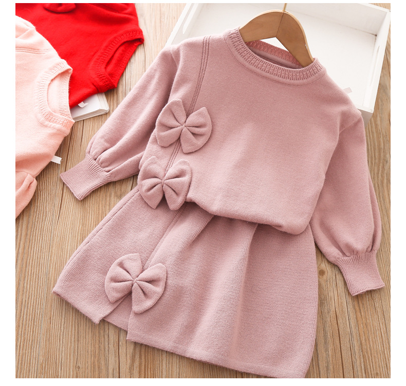 Completo due pezzi in maglia per bambina moda autunno bimbi_voghion.com