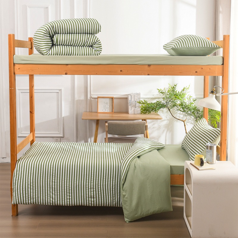 2025 Student Season Unprinted Style Set Washed Cotton Three-Piece Set Summer Dormitory Bunk Bed Six-Piece Set Tie-Dye Technique