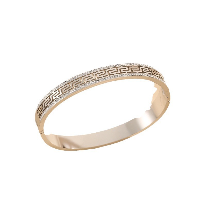 Brazalete de acero de titanio de la Gran Muralla de la Mujer Retro corte vientos de nicho diseño ligero de lujo de diseño de alto nivel sensación de joyería de nuevo estilo