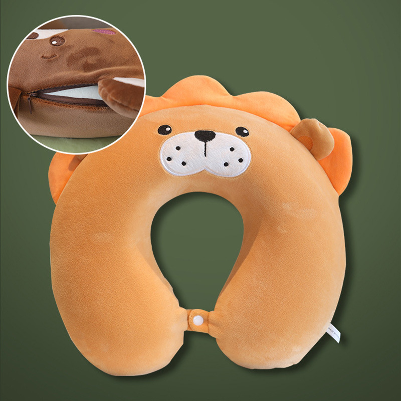 Shangheng Cartoon Animal Memory Cotton Almohada para el cuello del avión Almohada para el cuello de rebote lento más almohada en forma de U Almohada para adultos