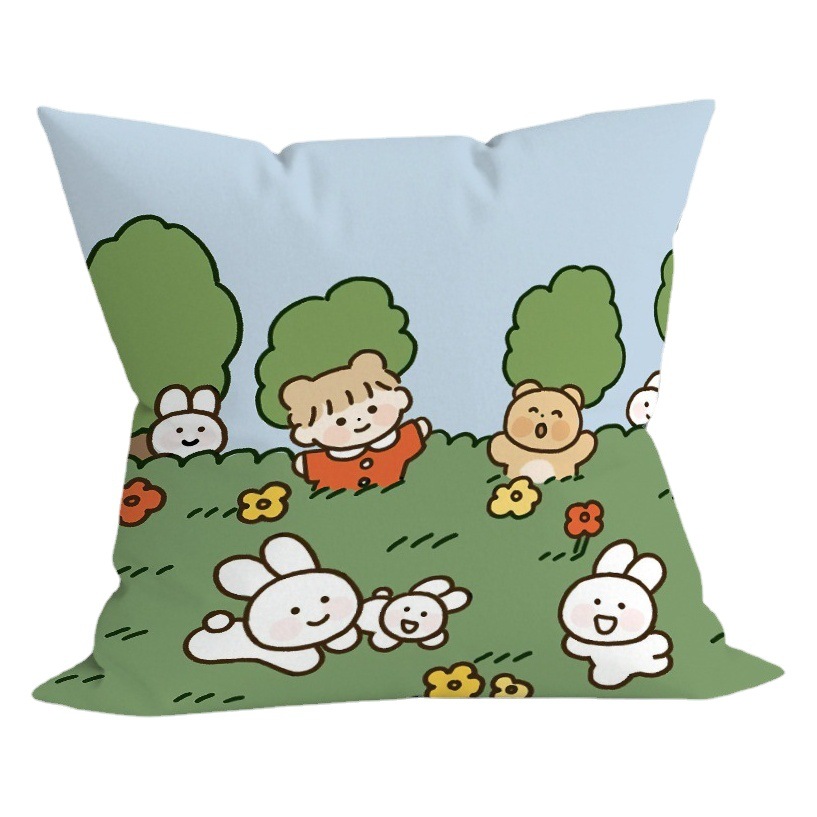 Dibujos animados de felpa ilustración almohada cuadrada al por mayor ins estilo hogar extraíble y lavable cojín siesta de oficina cojín