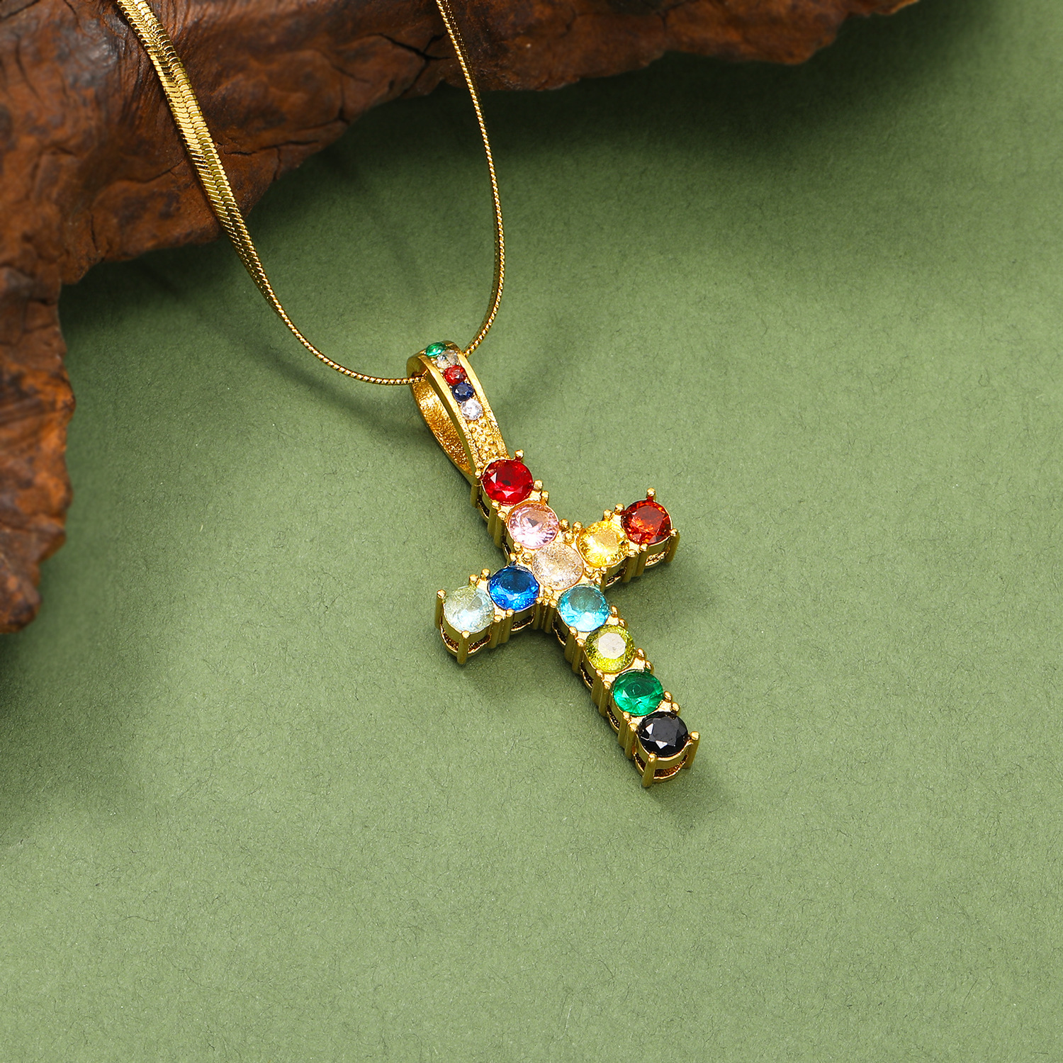 14g Weight Real Gold Plated Plating Material Rhinestones Inlay Material Pendant Necklace Classification 1 Piece Quantity Casual, Daily Occasion 304 Stainless Steel Material Cross Pattern Women's Gender Vintage Style Style Waterproof Non Tarnish, Plating, Inlay Craft Real Gold Plated Cross 304 Stainless Steel Vintage Style Waterproof Non Tarnish Pendant Necklace 12