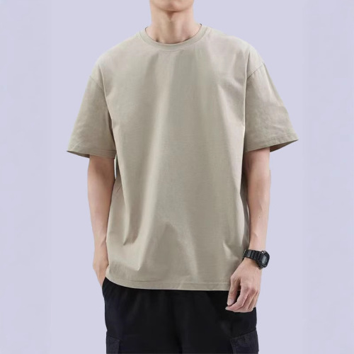 Summer short-sleeved 180g milk silk short t-shirt men's loose casual opaque solid color bottomed shirt top simple short-sleeved