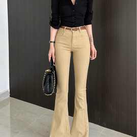 复古港风微喇牛仔裤女春款高腰修身显瘦百搭水洗喇叭裤ins潮一件