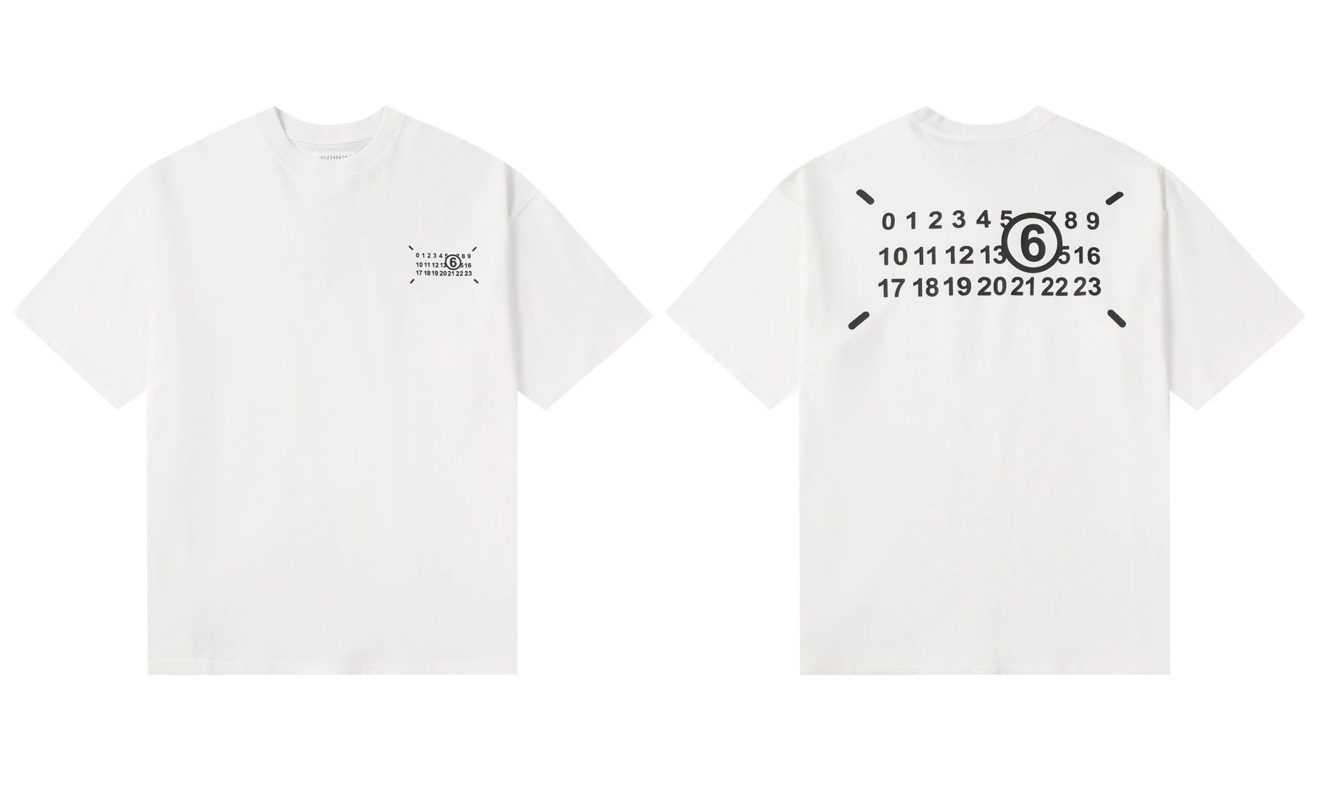 Maison Margiela 24SS коллекция MM6 цифровой узор круглый вырез мужской и женский модный бренд укороченный рукав футболка серия