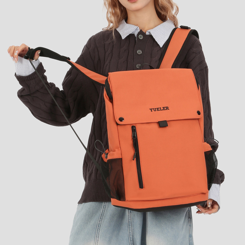 New Solid Color Large-Capacity Flip-Top Backpack for Men and Women, Nylon Cloth Outdoor Commuting Backpack, College Student Computer School Bag New Solid Color Large-Capacity Flip-Top Backpack for Men and Women, Nylon Cloth Outdoor Commuting Backpack, College Student Computer School Bag