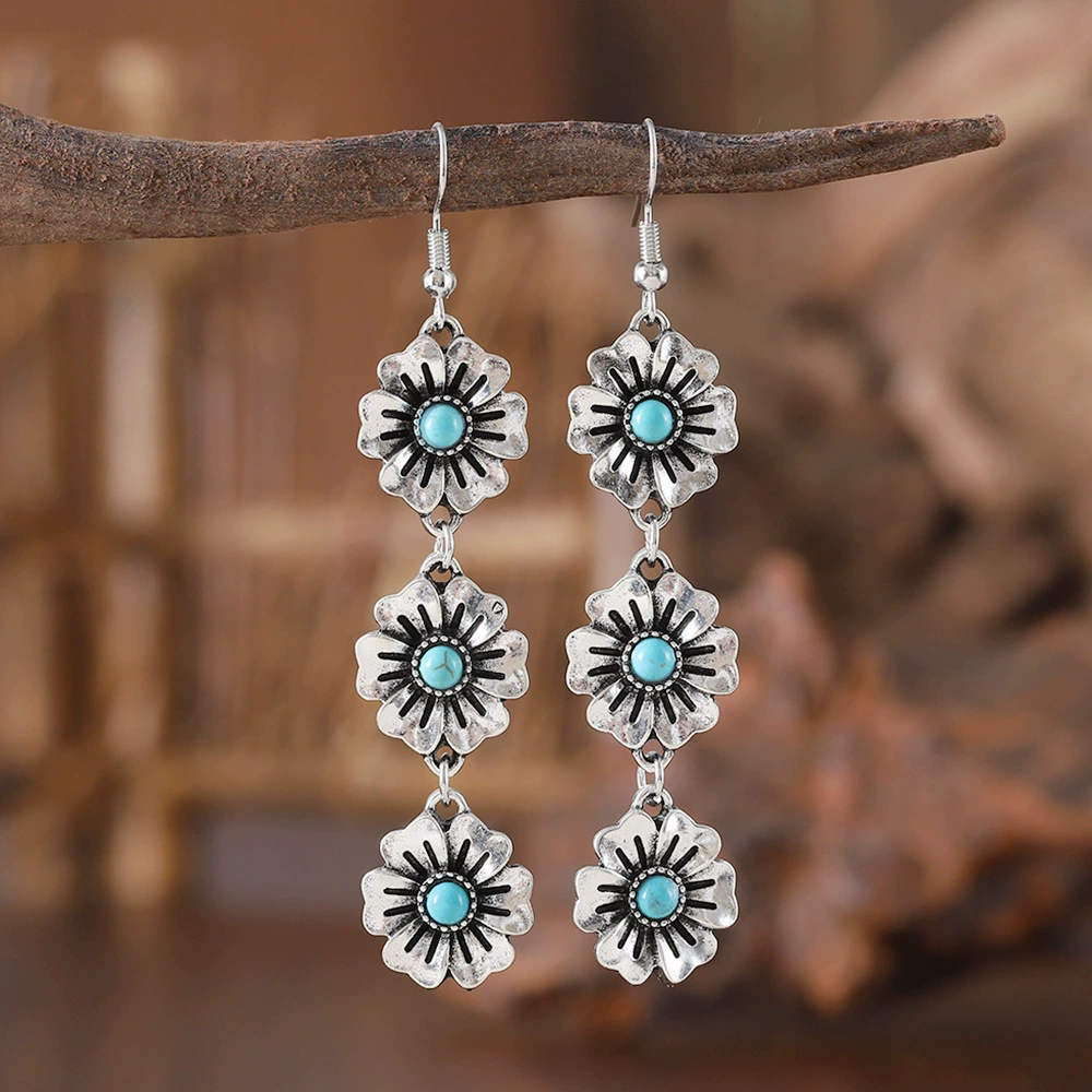 Ретро turquoise браслет цветок из натурального камня, цепочка, универсальный аксессуар, Алиэкспресс, цветочный узор, простой и элегантный дизайн, опт