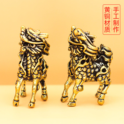 Pure copper auspicious beast unicorn copperware ornaments ins style crafts new Chinese style decorations porch decorations hand gifts
