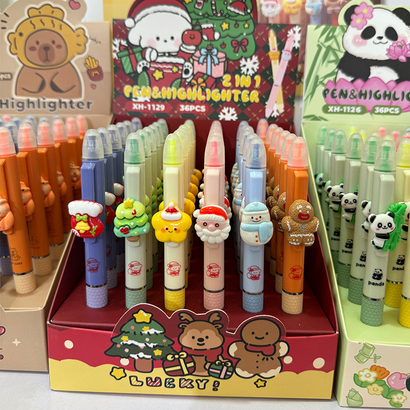 Nezha's Magic Child Chaos in the Sea Peripheral 2-in-1 Gel Pen Highlighter Ao Bing Cartoon Nezha Pen Dual-Tip Pen