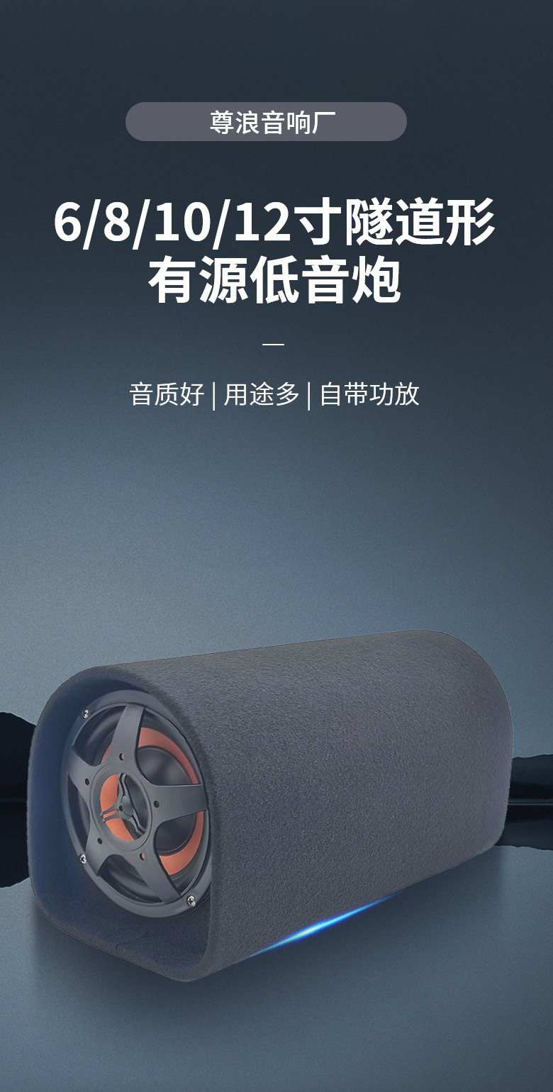Car Tunnel Subwoofer 70W High-Power Active 6/8/10/ 12inch Shape Car Audio System with Powerful Bass