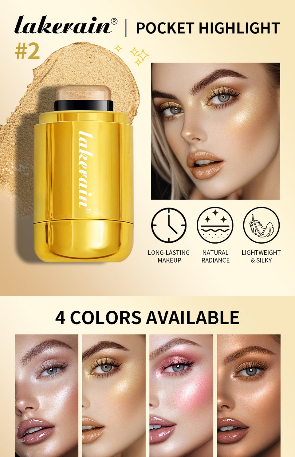 Cross-border lakerain Rotating Highlight Stick Natural three-dimensional facial contouring stick details Picture