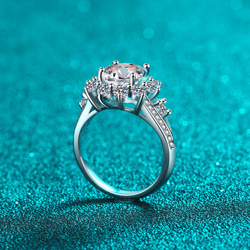 925 sterling silver ring for women 3 carat moissanite light luxury style ring plated pt950 gold meson manufacturer wholesale