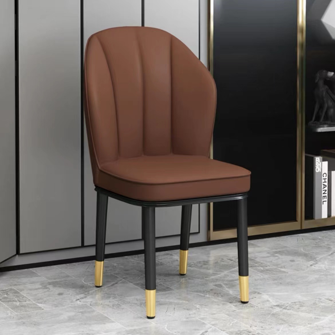 Simple Cream-Style Dining Chair, Household Stool with Backrest, Makeup Desk Chair, Dining Room Hotel Iron Art Combination, Light Luxury Style