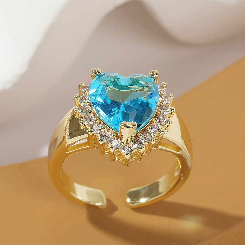 simple trend copper inlaid zirconium ring gold plating ring