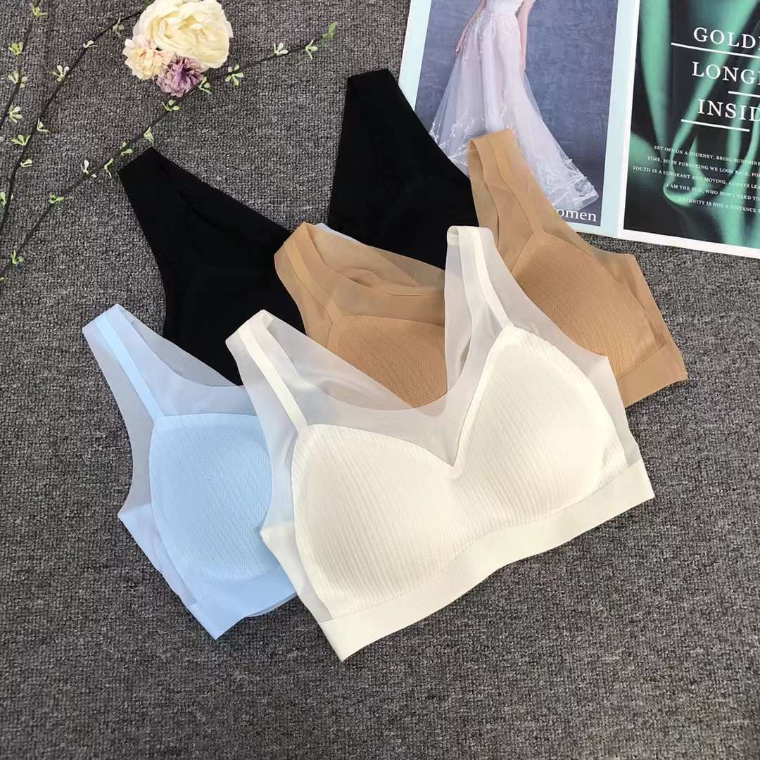 Nueva taza de látex sin marcas de alta calidad, chaleco de dama sin anillo de acero, bra de yoga, ropa interior deportiva, mujer al por mayor