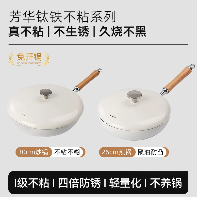 Nuevo tipo de serie de ollas aromáticas para el hogar antiadherente olla de frita de dos orejas 0 olla de frita recubierta de flúor mini olla de leche