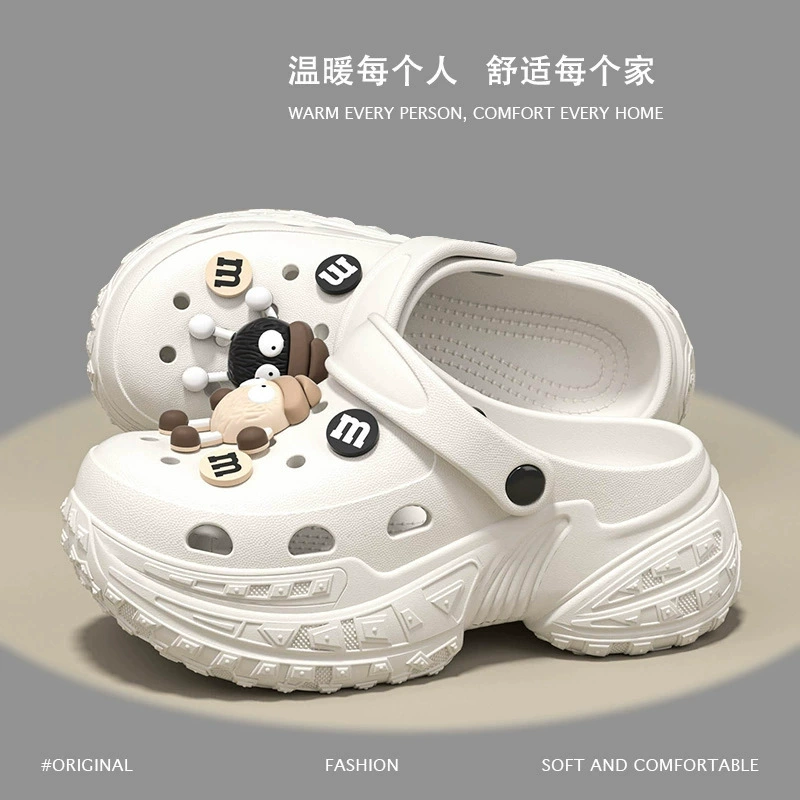 Женские туфли из крокодиловой кожи на толстой подошве, новинка 2025 года, летняя верхняя одежда, противоскользящие пляжные сандалии с дезодорантом Baotou