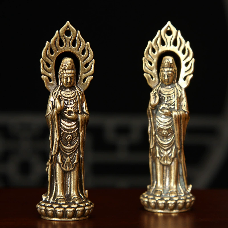 Латунная статуя Будды Гуаньинь Фалунь стоя статуя Будды