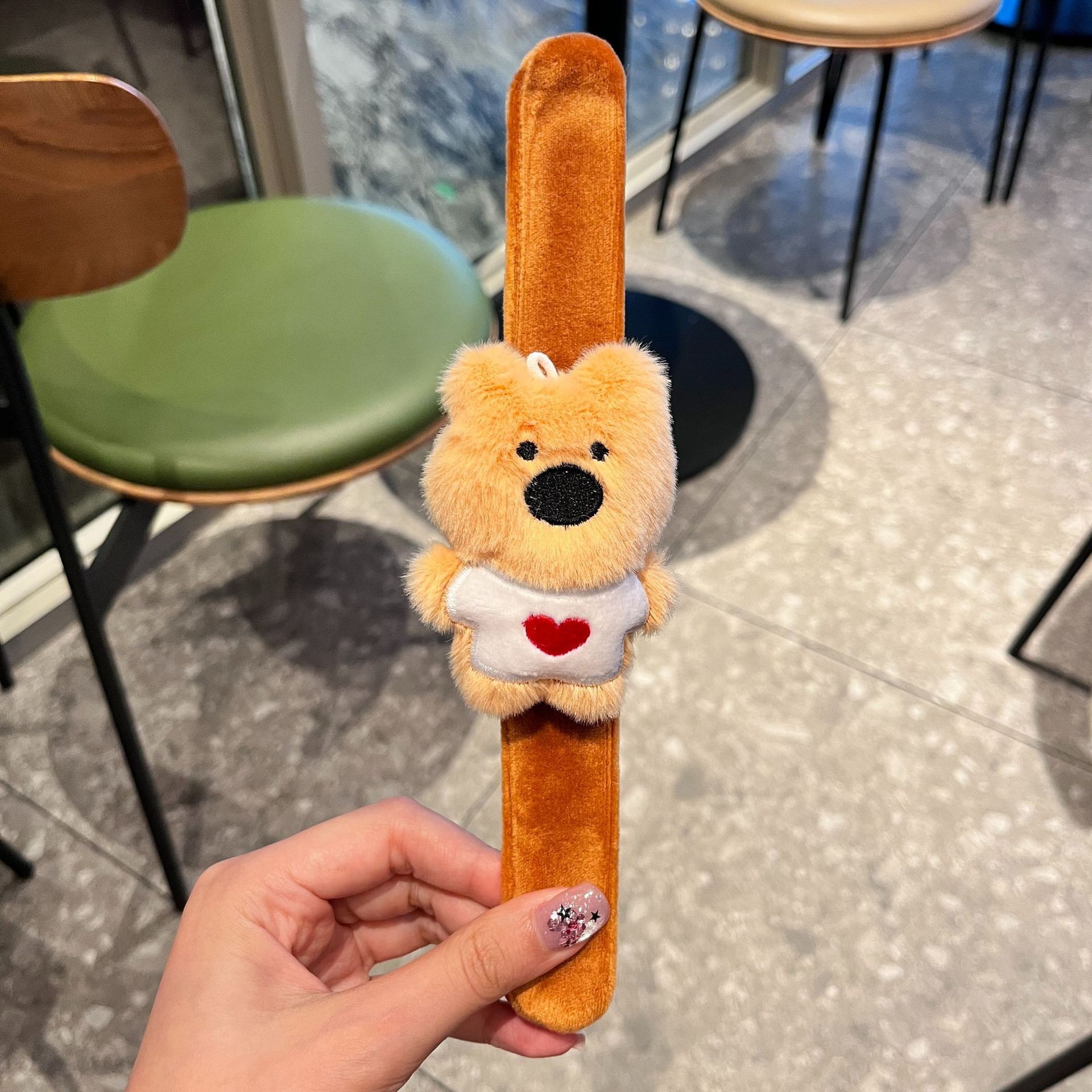 Anillo de felpa de dibujos animados, oso de mantequilla, correa de reloj de boda, pulsera para niños Kapibala, regalo de muñeca creativa