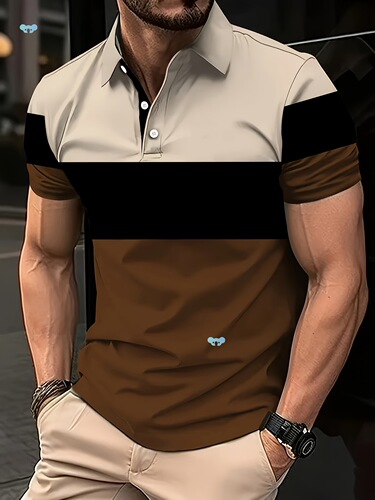 Summer Casual Short Sleeve Polo 1pc Men's Summer Casual