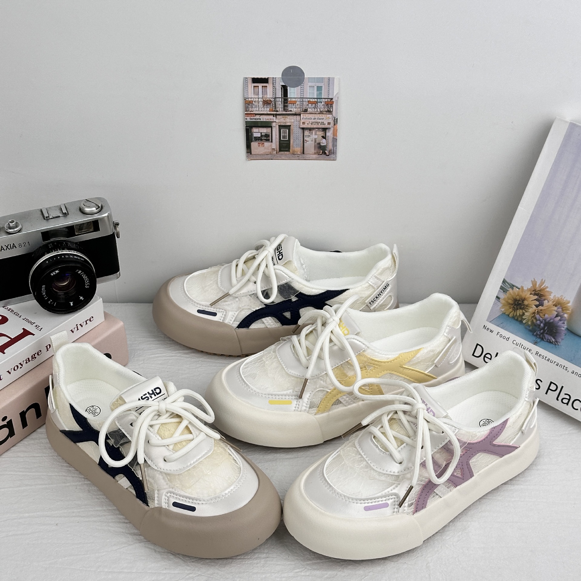 6666 zapatos de skate de altura de suela gruesa para mujeres 2025 nuevo verano ventilado chic puerto borde de encaje casual zapatos de moda