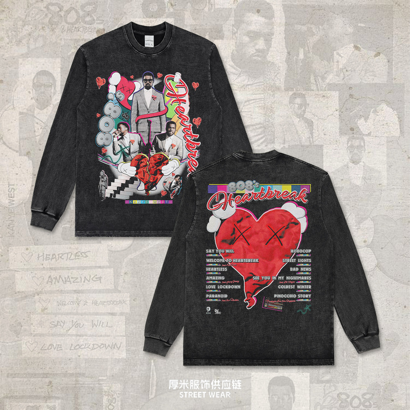 Cross-Border Retro Hip-Hop Style Kanye West Double-Sided Printed Short-Sleeve Vintage Washed Streetwear Versatile Trendy T-Shirt Cross-Border Retro Hip-Hop Style Kanye West Double-Sided Printed Short-Sleeve Vintage Washed Streetwear Versatile Trendy T-Shirt