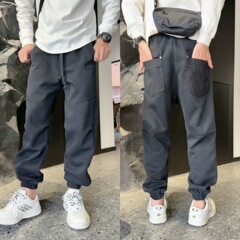 秋季新款潮牌高定纯色潮流设计感宽松百搭做旧男款时尚舒适休闲裤
