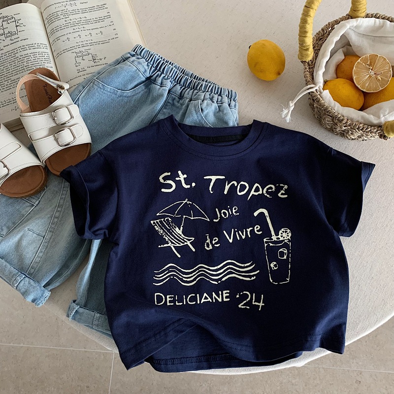 Maglietta a maniche corte per neonati e bambini, in cotone, per bambini, a mezza manica, nuova collezione estiva 2026, top per ragazzi, alla moda._voghion.com