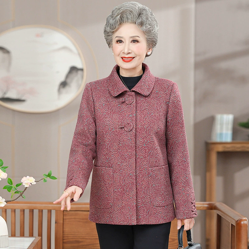 Пожилые люди пальто бабушки весенний и осенний кардиган одежда пожилая женщина 70 лет мама весенний отворот топ свободный