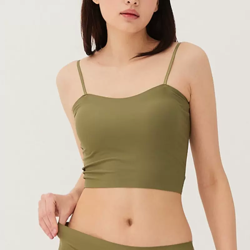 韩版新款无痕美背内衣带胸垫吊带背心式文胸女薄款内搭抹胸全罩杯