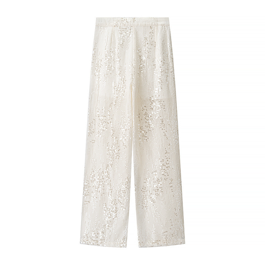 Elegant Sequin Slim Fit Women's Pant Set Spring Autumn Style_voghion.com