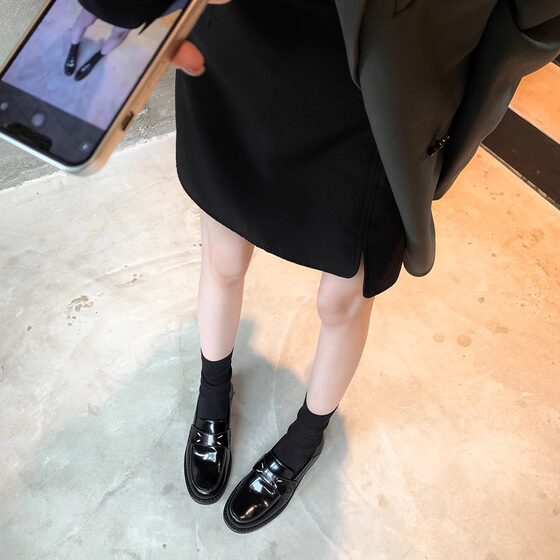 [sheii Su Yinyin] Big Power Same Style ~ m6 Leather Hand Stitch Tread with Lazy Lefu Shoes Women's Small Leather Shoes