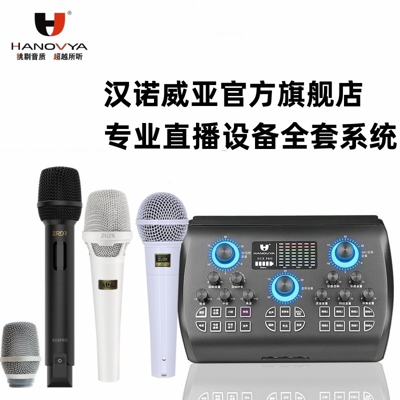 Hanoveria Mobile Phone Computer Sound Card Set Live Broadcast Karaoke Recording Equipment Microphone